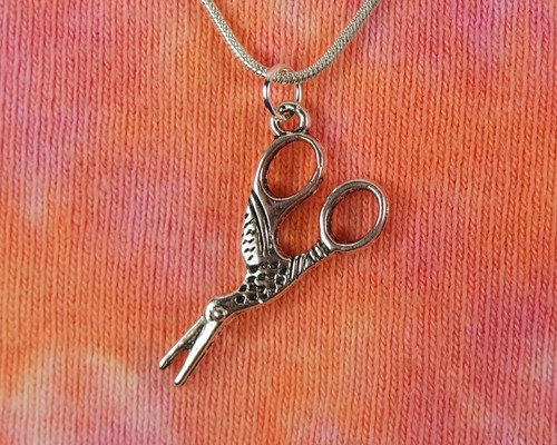 Stork scissors necklace - stork,