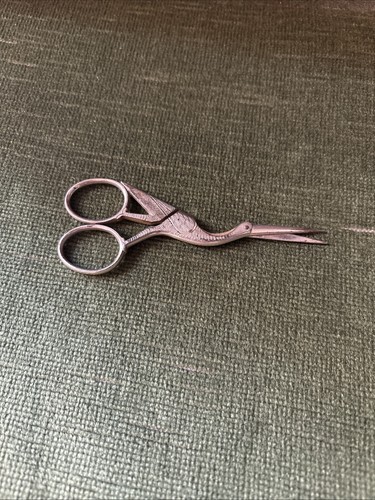 Vintage stork sewing - vintage, scissors